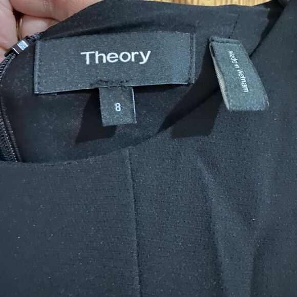 Theory WOMEN’s ASYM DRAPE ADMIRAL CREPE MINI BLACK DRESS Sz-8 - Picture 4 of 9